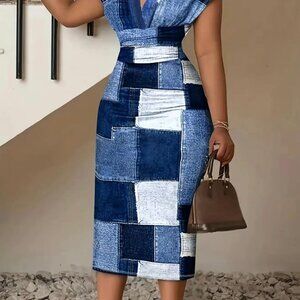 Denim Print Bodycon Dress